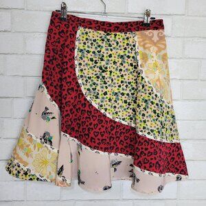 NWT Coach Silk Patch Circle Skirt Style 58362 Leopard Floral Multi Patchwork